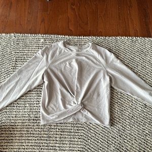 lululemon light sweatshirt with mock knot in front. Light grey.